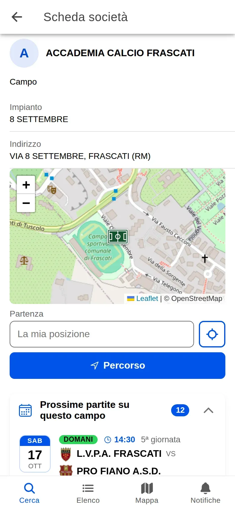 TrovaCampo: scheda di una società