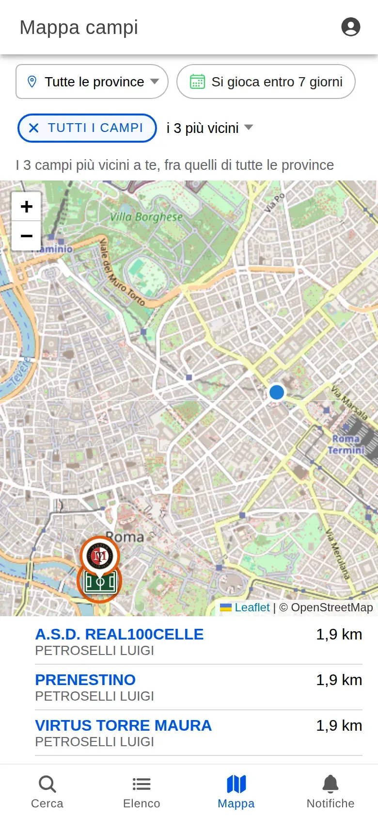 TrovaCampo: campi vicino a me